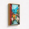 Bellagio Italy Mediterranean Oil Painting - Antique Gold Float Frame Canvas Print - Natalie Bella