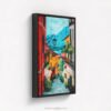 Bellagio Italy Mediterranean Oil Painting - Black Float Frame Canvas Print - Natalie Bella