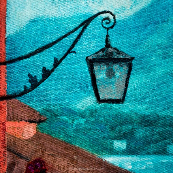 Bellagio Italy Mediterranean Oil Painting - Natalie Bella - Closeup