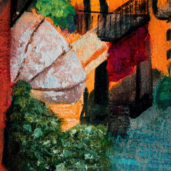 Bellagio Italy Mediterranean Oil Painting - Natalie Bella - Closeup