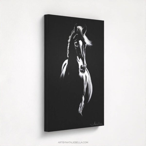 Pure Beauty - Dramatic Black and White Horse Drawing - Gallery Wrap Canvas