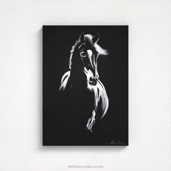 Pure Beauty - Dramatic Black and White Horse Drawing - Gallery Wrap Canvas