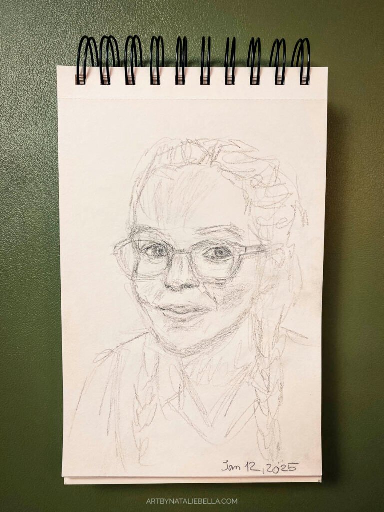 Girl with Glasses - Face Drawing Practice Sketch