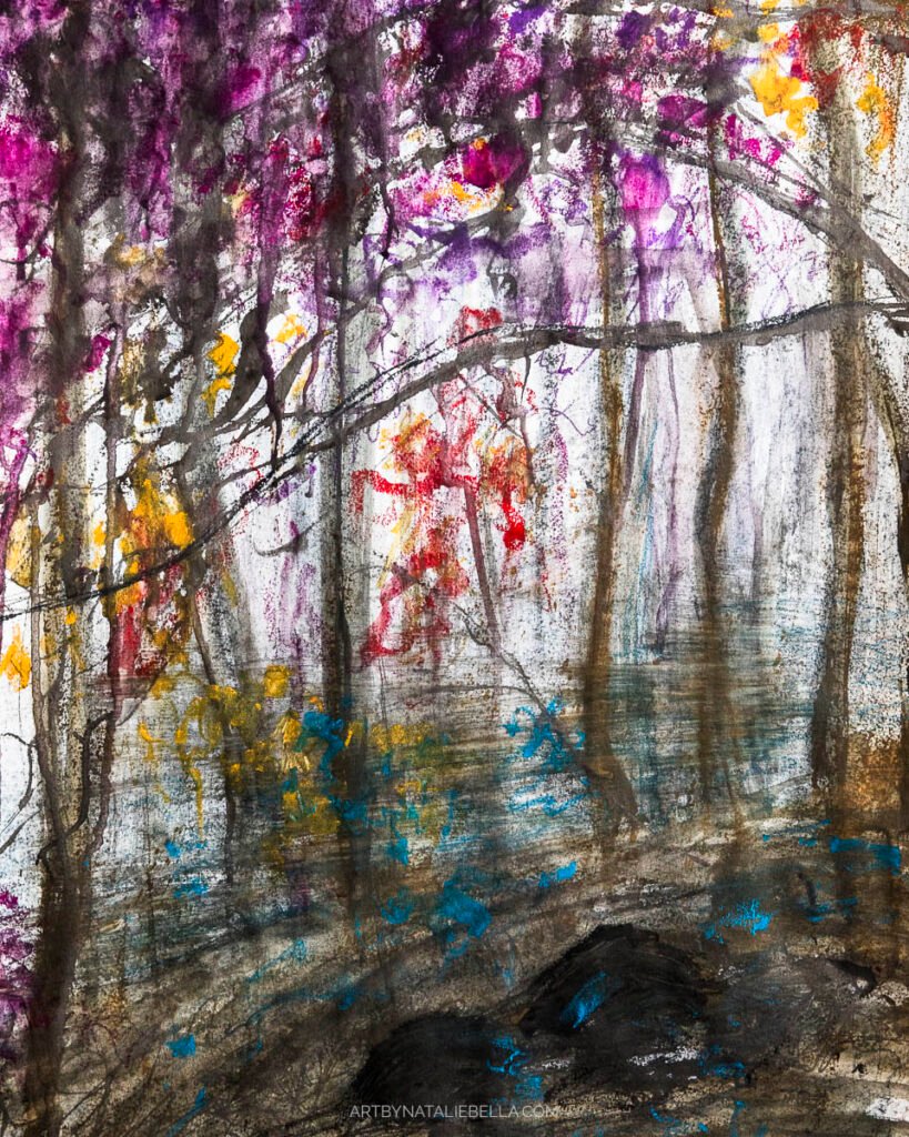 "Abstract Forest" - Water-Soluble Graphite on Paper - 16x20 - Natalie Bella, January 2025