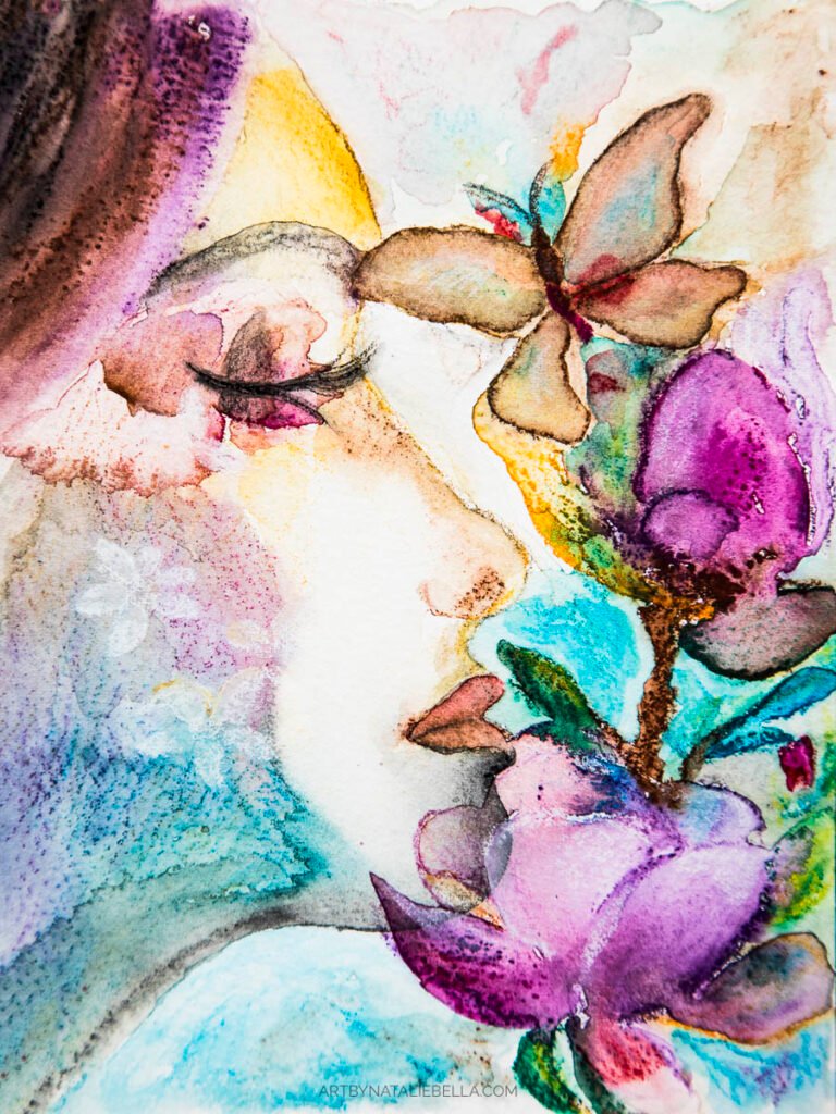 "Her Inner Garden" - Water-Soluble Pastels on Paper - 5x7 - Natalie Bella, March 2025