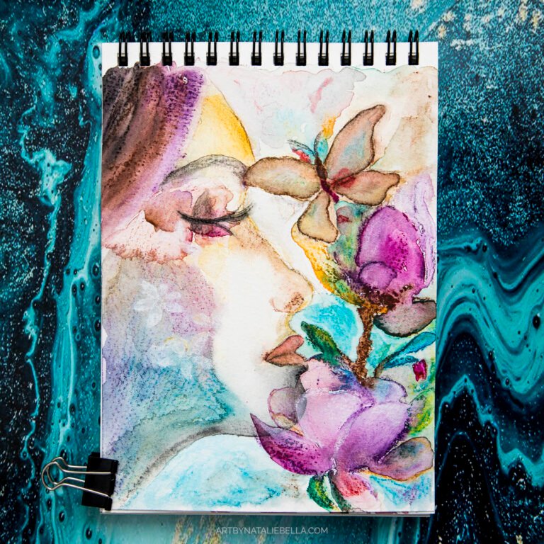 "Her Inner Garden" - Water-Soluble Pastels on Paper - 5x7 - Natalie Bella, March 2025