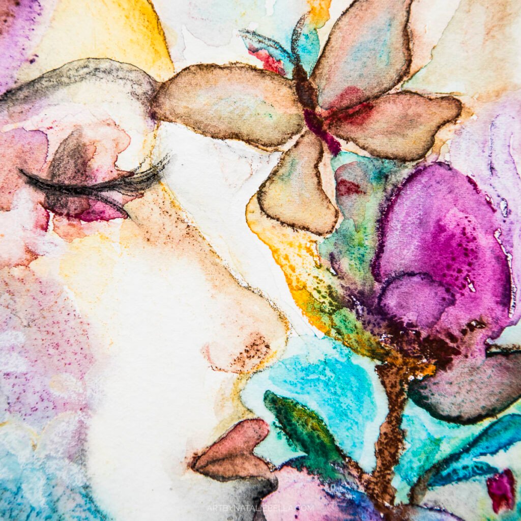 "Her Inner Garden" - Water-Soluble Pastels on Paper - 5x7 - Natalie Bella, March 2025