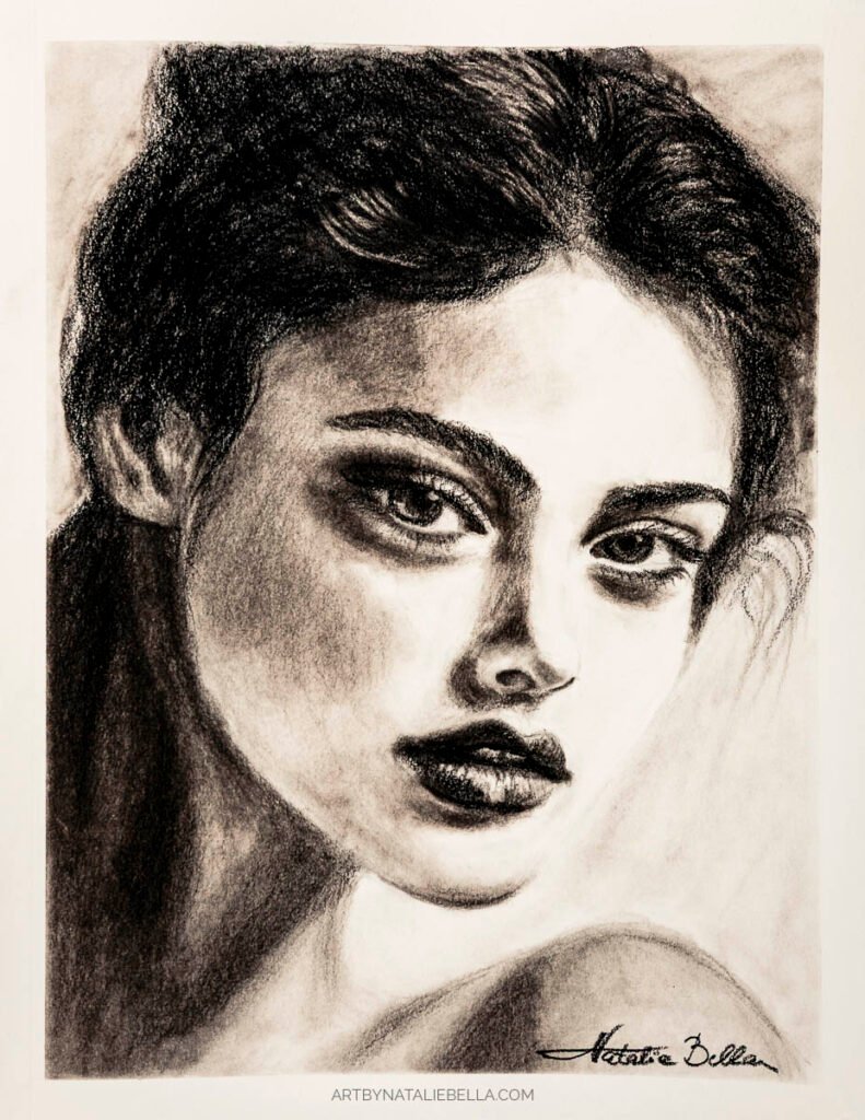 "Portrait of a Woman" - Charcoal & Graphite on Paper - 8.5x11 - Natalie Bella, May 2025