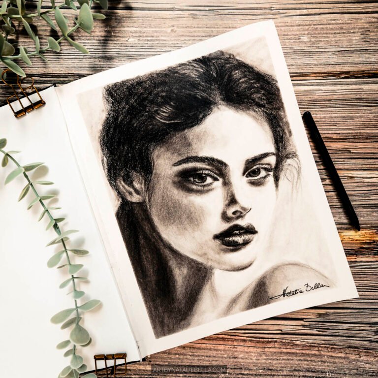 "Portrait of a Woman" - Charcoal & Graphite on Paper - 8.5x11 - Natalie Bella, May 2025