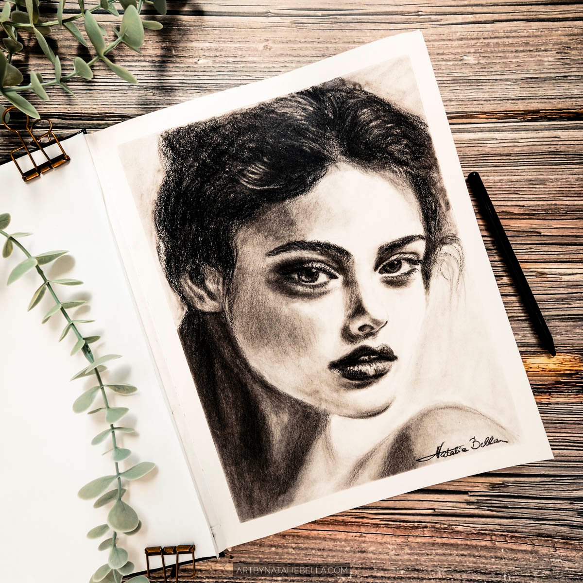 "Portrait of a Woman" - Charcoal & Graphite on Paper - 8.5x11 - Natalie Bella, May 2025