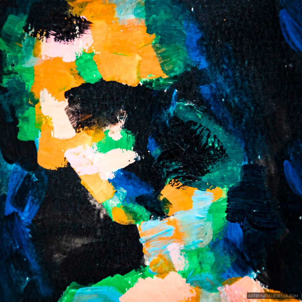 "Faces in Color 1" - Gouache on Watercolor Paper - 8x8 - Natalie Bella, May 2025