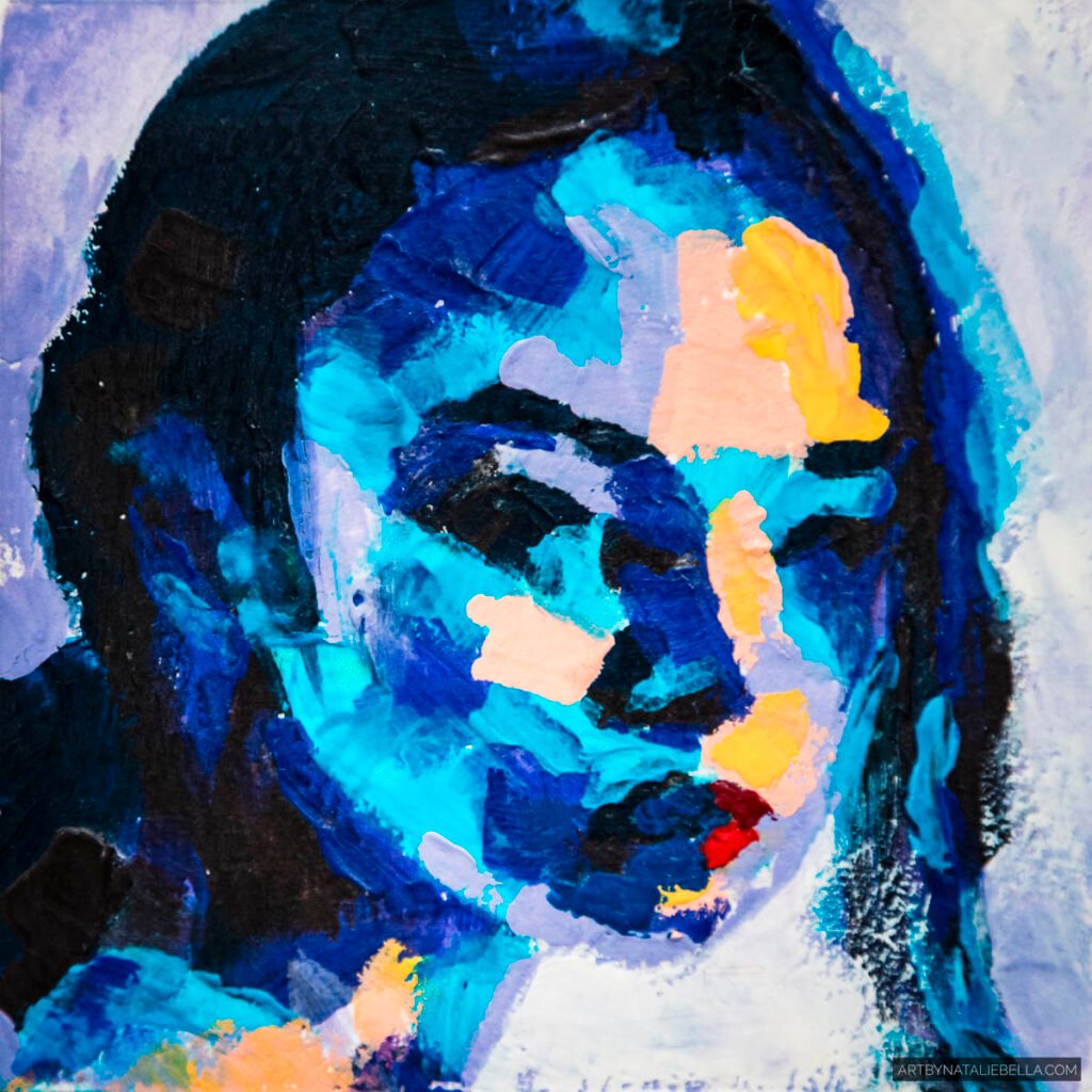 "Faces in Color 2" - Gouache on Watercolor Paper - 8x8 - Natalie Bella, May 2025