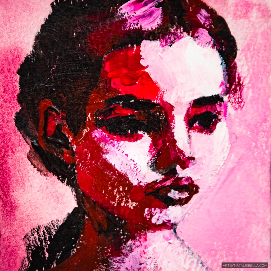 "Faces in Color 4" - Gouache on Watercolor Paper - 8x8 - Natalie Bella, May 2025