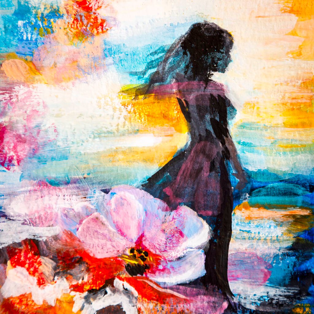 "Bloom Within II" Gouache on Paper, 8x8", Natalie Bella, July 2025
