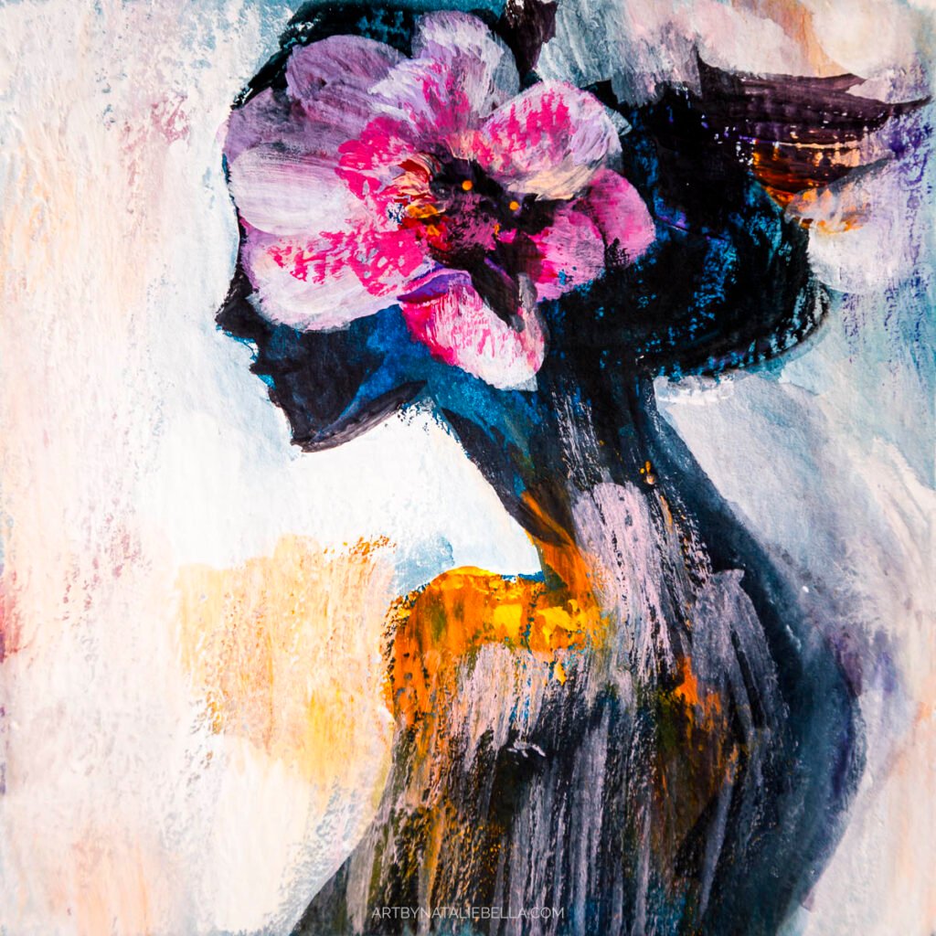 "Bloom Within III" Gouache on Paper, 8x8", Natalie Bella, July 2025