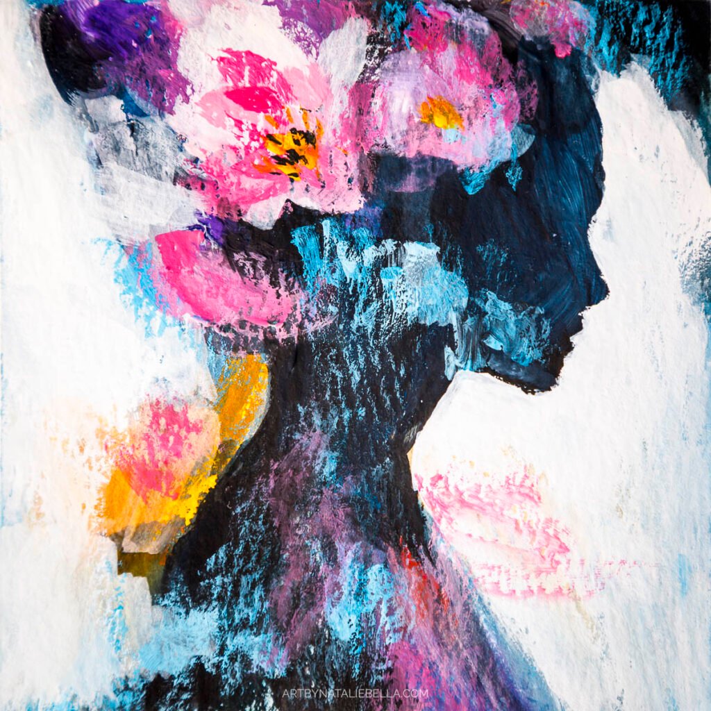 "Bloom Within IV" Gouache on Paper, 8x8", Natalie Bella, July 2025