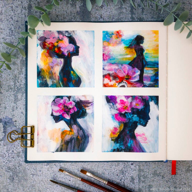 "Bloom Within" Gouache on Paper, 8x8", Natalie Bella, July 2025