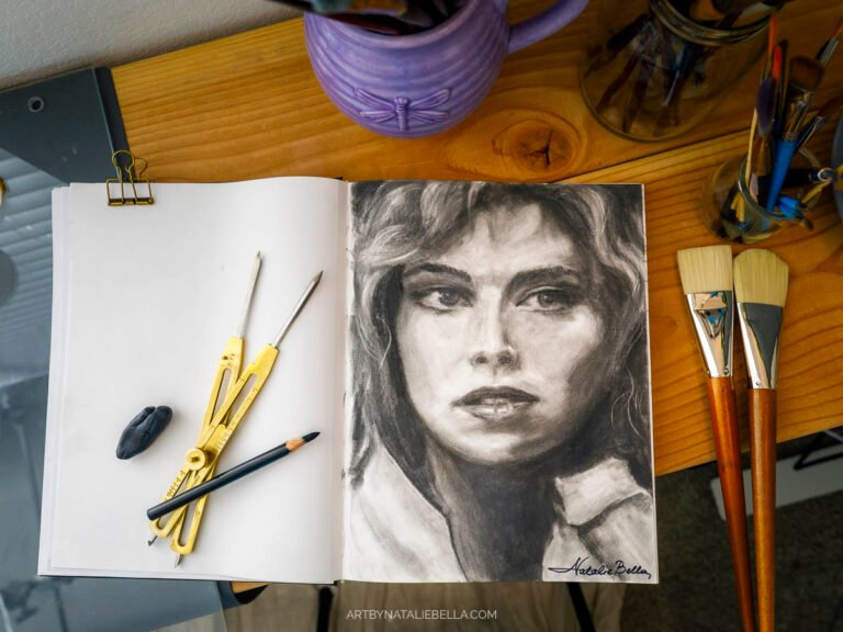 Drawing of Kelly McGillis from Top Gun - Graphite on Paper - Art by Natalie Bella