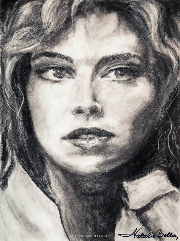 Drawing of Kelly McGillis from Top Gun - Graphite on Paper - Art by Natalie Bella