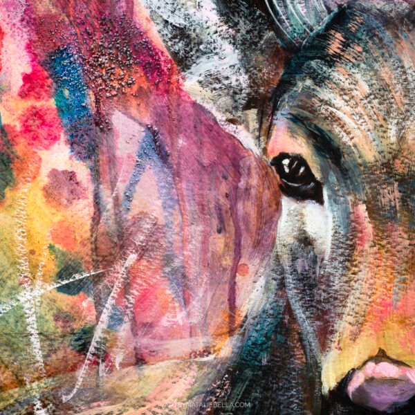 Wildwood Heart – Original Deer Painting in Oil & Mixed Media on Paper | Contemporary Wildlife Art with Vibrant Colors
