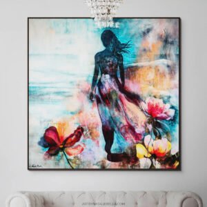 Dreams of Resurgence – Oil on Canvas | Contemporary Feminine Art with Bold Florals