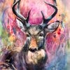 Wildwood Heart – Original Deer Painting in Oil & Mixed Media on Paper | Contemporary Wildlife Art with Vibrant Colors