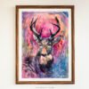 Wildwood Heart – Original Deer Painting in Oil & Mixed Media on Paper | Contemporary Wildlife Art with Vibrant Colors