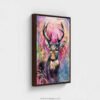 Wildwood Heart – Canvas Print in Float Frame | Contemporary Deer Wildlife Art with Vibrant Colors