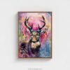 Wildwood Heart – Canvas Print in Float Frame | Contemporary Deer Wildlife Art with Vibrant Colors