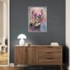 Wildwood Heart – Canvas Print in Float Frame | Contemporary Deer Wildlife Art with Vibrant Colors