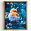 Wrapped in Light – Original 16×20 Oil Painting | Contemporary Bird Art with Spring Blossoms
