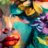 Garden of Dreams – Original Floral Portrait in Oil & Mixed Media on Canvas | Contemporary Feminine Art with Vibrant Colors