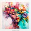 Garden of Dreams – Original Floral Portrait in Oil & Mixed Media on Canvas | Contemporary Feminine Art with Vibrant Colors