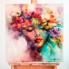 Garden of Dreams – Original Floral Portrait in Oil & Mixed Media on Canvas | Contemporary Feminine Art with Vibrant Colors