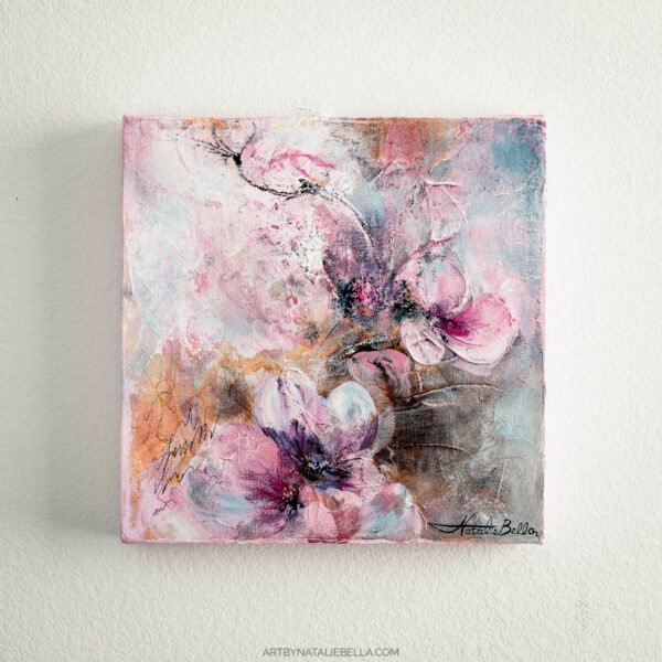 Where Light Lingers - Oil & Mixed Media on Canvas - 12x12x1.5 - Where Light Lingers - Original Floral 12x12 Painting | Oil & Mixed Media on Canvas