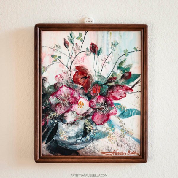 Morning Bouquet - Original 8x10 Gouache Floral Painting Morning Bouquet - Original Gouache Painting of Delicate Red Poppies