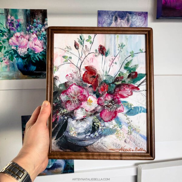 Morning Bouquet - Original 8x10 Gouache Floral Painting Morning Bouquet - Original Gouache Painting of Delicate Red Poppies