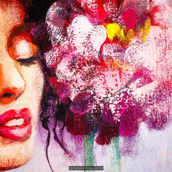 There's a quietness to her - the kind that comes when you stop reaching outward and settle into yourself. The pink bloom in her hair feels like the first soft answer from within. From the Spring Within collection.