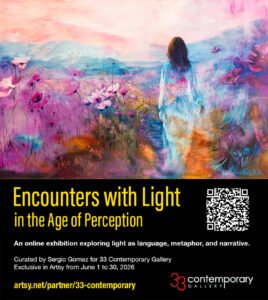 Original oil painting Closer to Forever by artist Natalie Bella featured in an online curated exhibition Encounters with Light, curated by Sergio Gomez, represented by the 33 Contemporary Gallery on Artsy