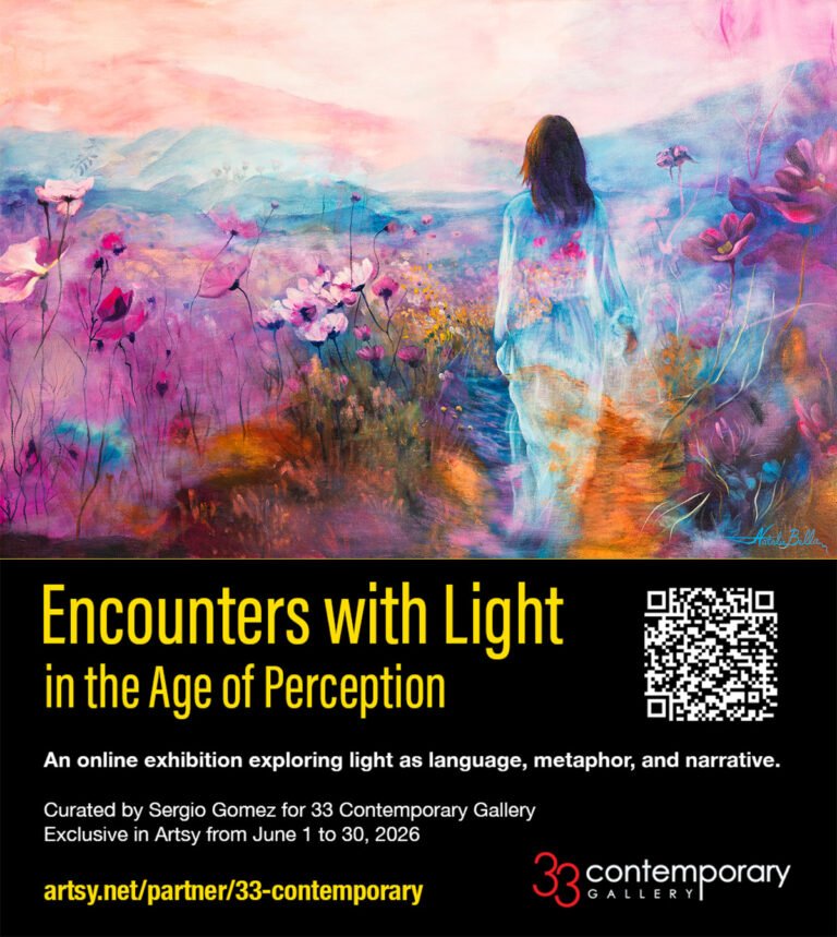 Original oil painting Closer to Forever by artist Natalie Bella featured in an online curated exhibition Encounters with Light, curated by Sergio Gomez, represented by the 33 Contemporary Gallery on Artsy