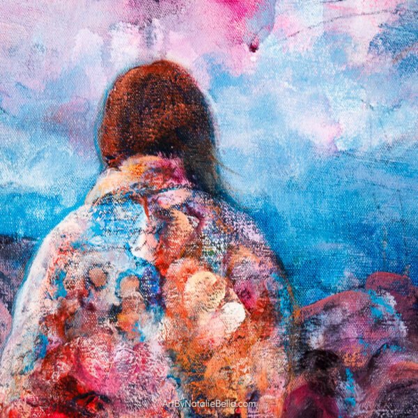 What She Carried, Where She Stayed - Oil & Mixed Media on Canvas | 20x20"