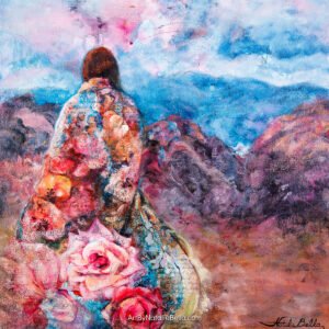 What She Carried, Where She Stayed - Oil & Mixed Media on Canvas | 20x20"